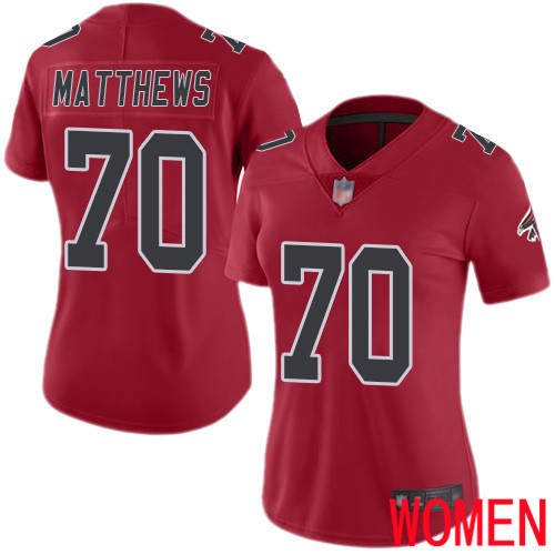 Atlanta Falcons Limited Red Women Jake Matthews Jersey NFL Football #70 Rush Vapor Untouchable->youth nfl jersey->Youth Jersey